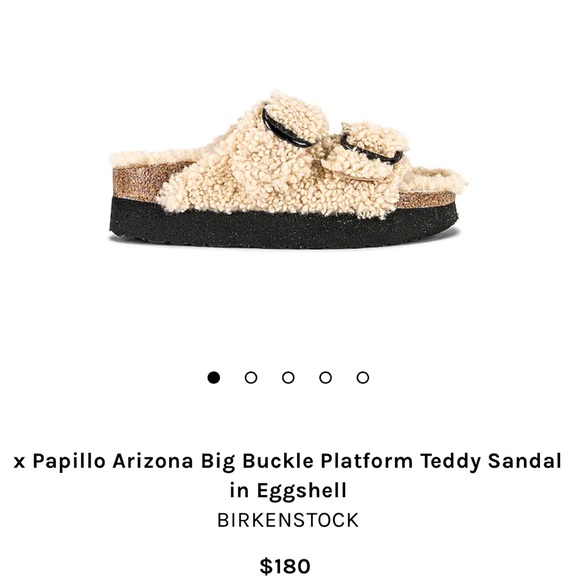 Papillio Shoes - x Papillo Arizona Big Buckle Platform Teddy Sandal in Eggshell Birkenstock